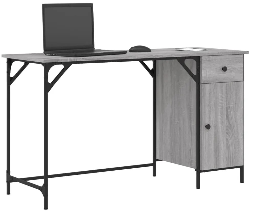 szürke sonoma szerelt fa számítógépasztal 131 x 48 x 75 cm