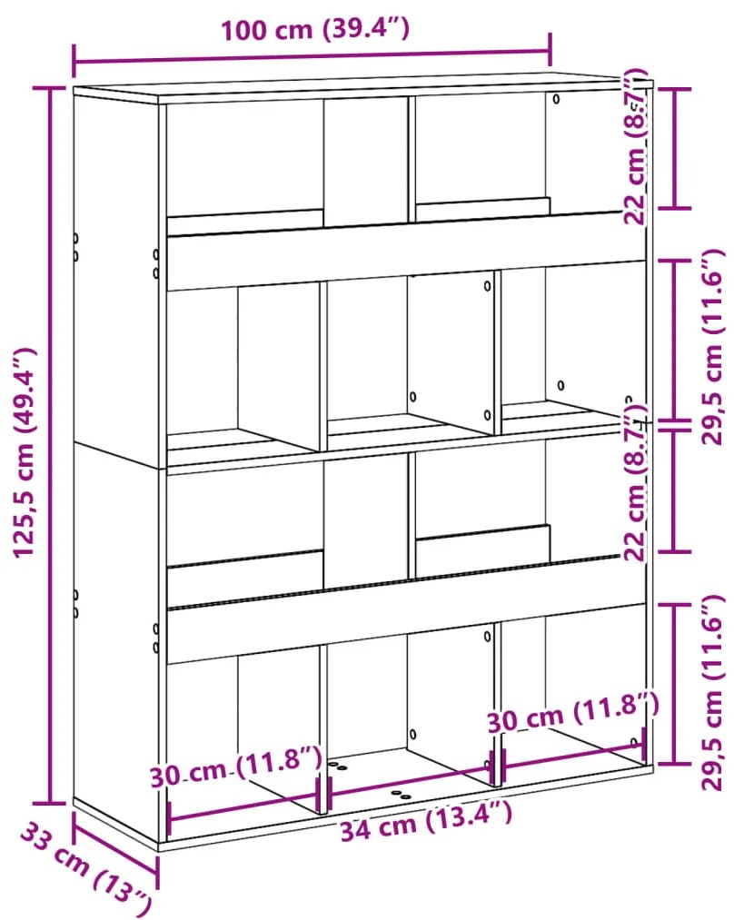fehér szerelt fa könyvespolc 100 x 33 x 125,5 cm
