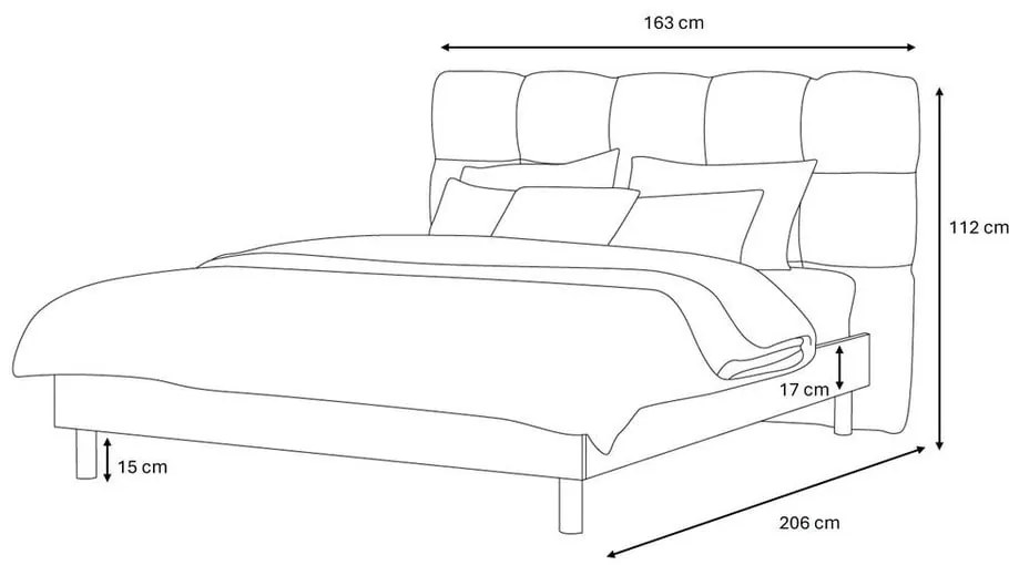 Bézs kárpitozott franciaágy ágyráccsal 140x190 cm Kumo – Bobochic Paris