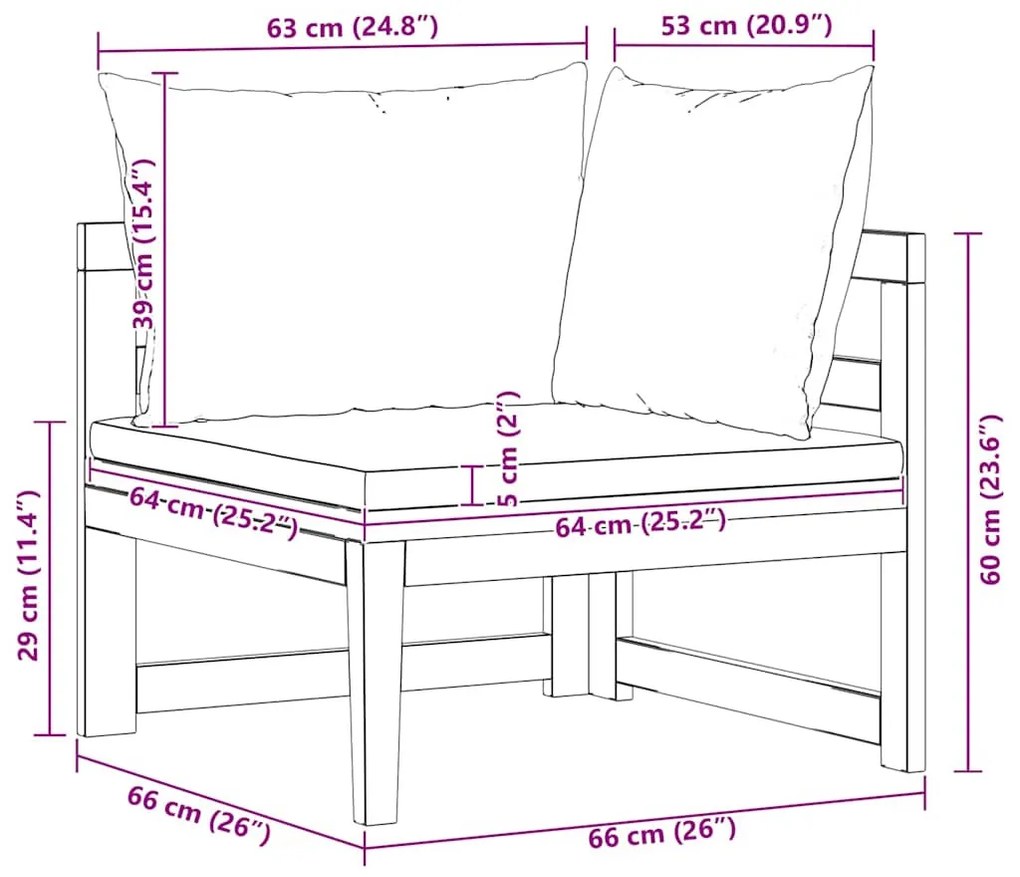 tömör akácfa sarokkanapé krémfehér párnákkal