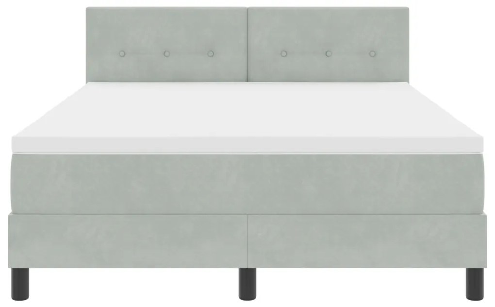 Boxspring Ágy Mattal Világosszürke 140x190 cm Bársony