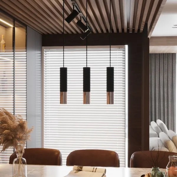 Sollux SL.0947 - Csillár zsinóron LOOPEZ 2xGU10/10W/230V fekete/réz