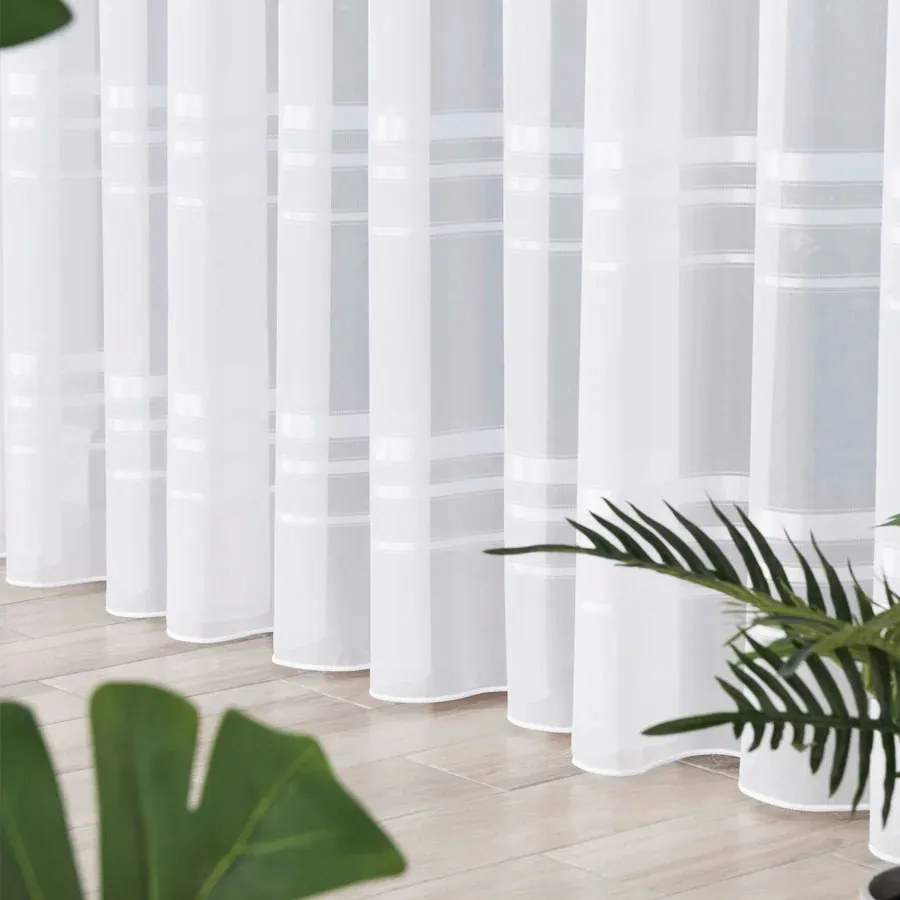 Függöny Fantázia Sima Vízszintes Fehér Csíkos Súlyozott Szélű 290cm