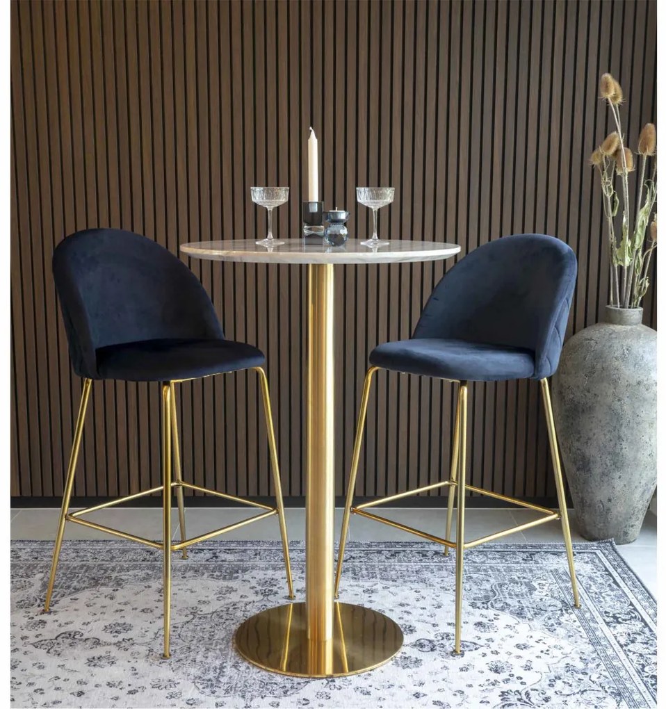 Bolzano Bár asztal, márványhatású lap, sárgaréz hatású láb 70x105 cm