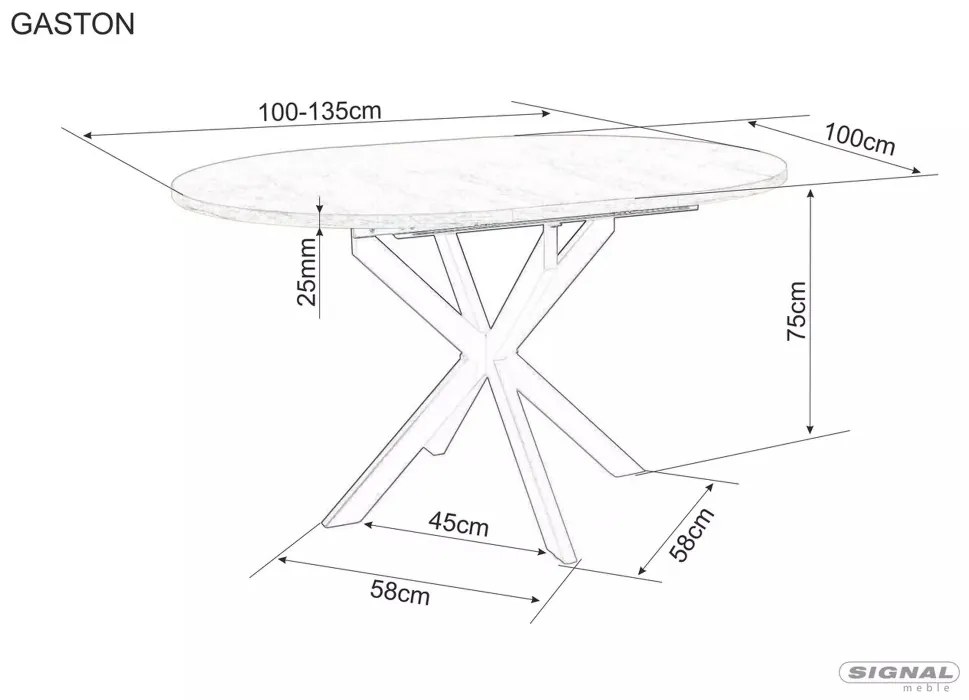 Gaston bővíthető étkezőasztal dió-fekete 100-135cm