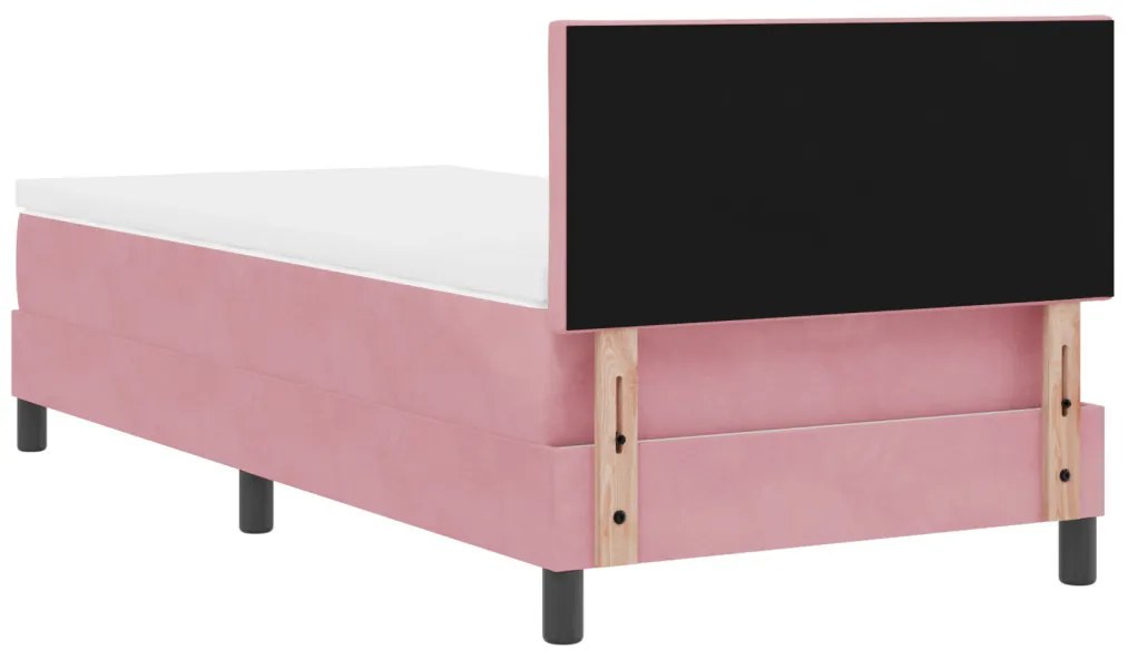 Boxspring Ágy Mattal Rózsaszín Egyszemélyes Bársonyos