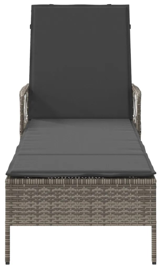Napozóágy Szürke és sötét szürke PE Rattan 157 x 55 x 92 cm