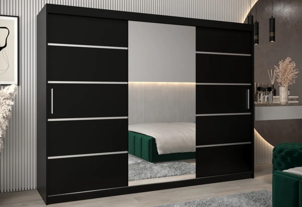 VETRONA 2 ruhásszekrény, 250x200x62, tölgy artisan/fekete