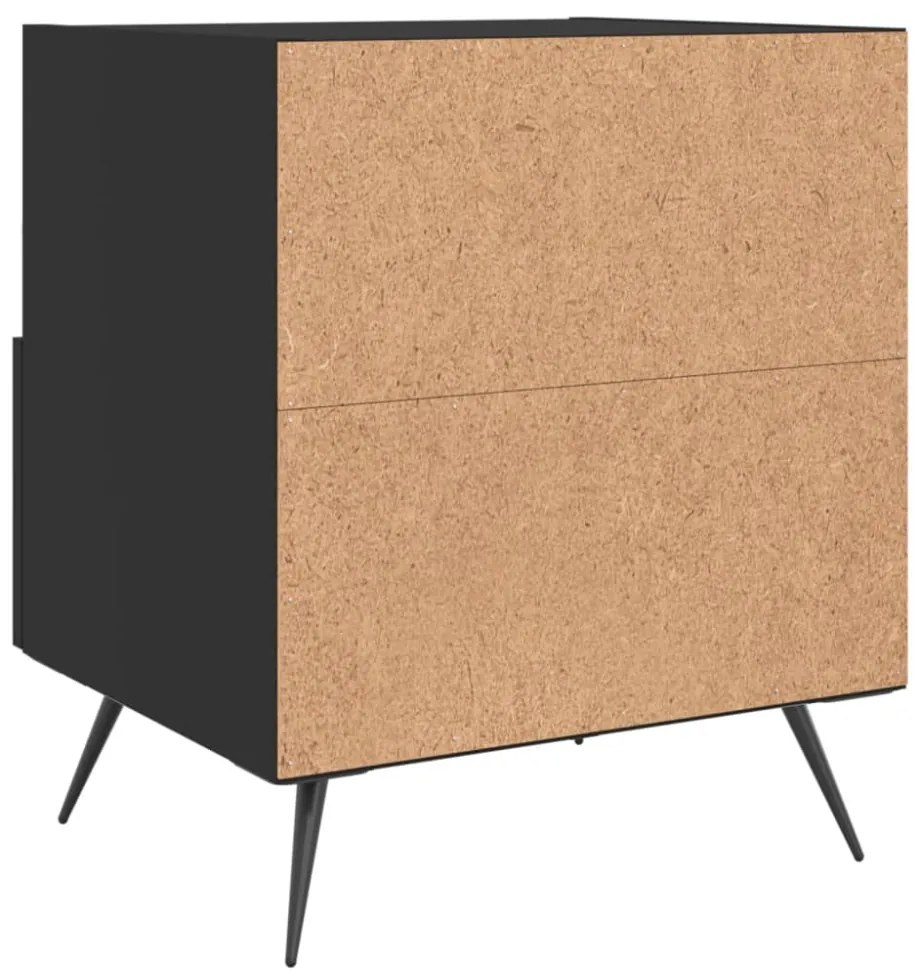 2 db fekete szerelt fa és vas éjjeliszekrény 40 x 35 x 47,5 cm