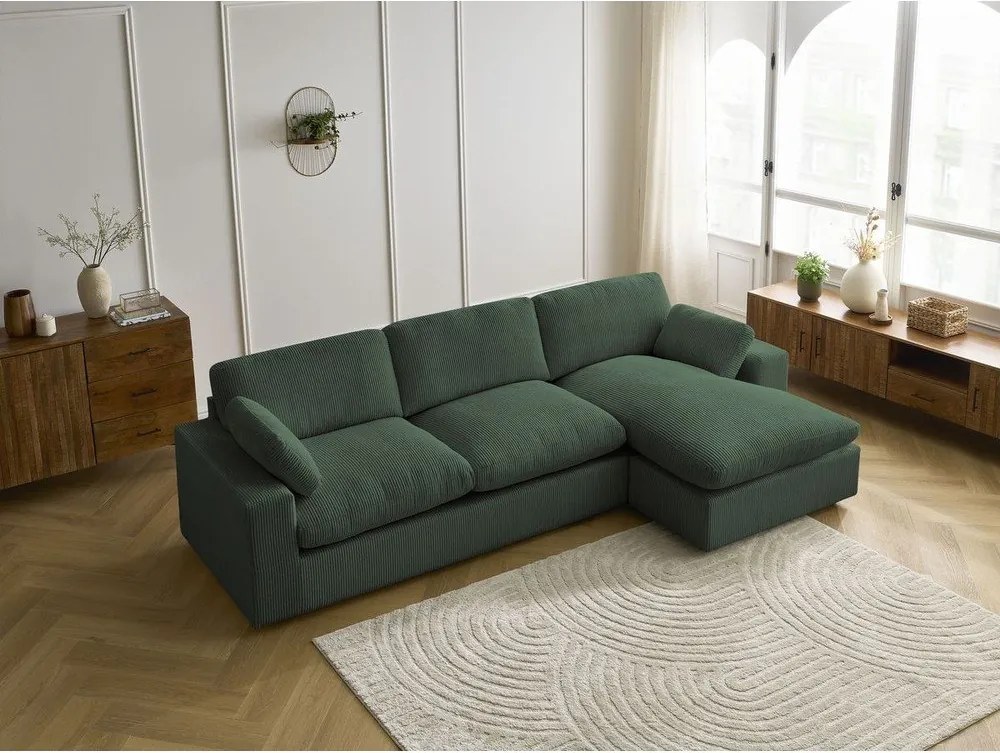 Zöld kordbársony sarokkanapé Belair – Bobochic Paris