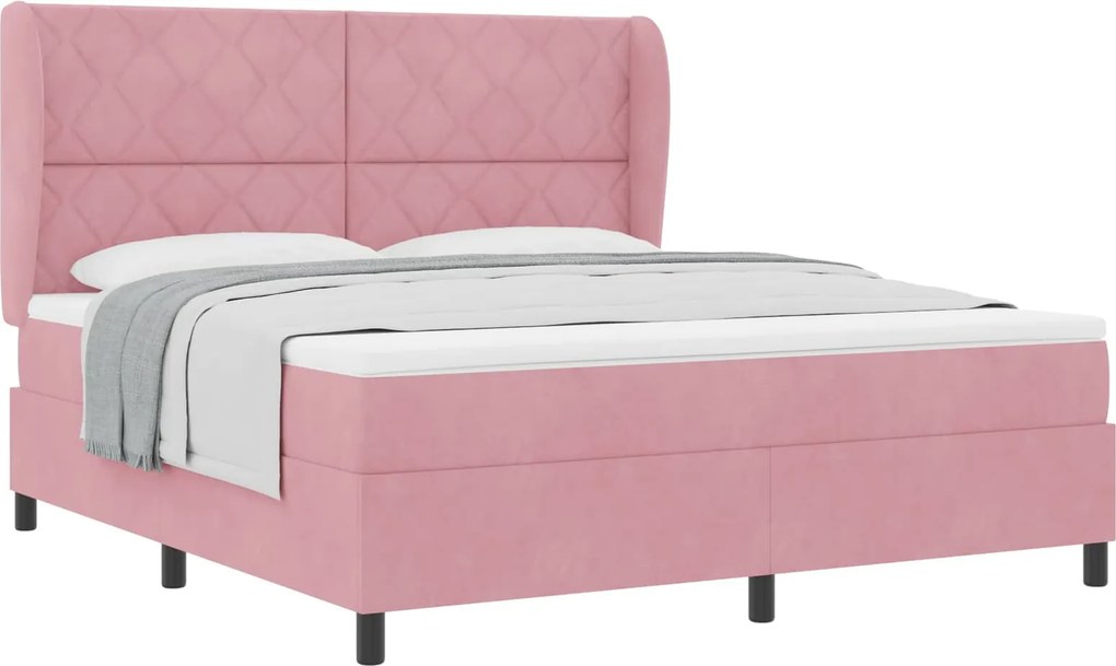 vidaXL Boxrugós ágy matracmal Rózsaszín 200 x 180 cm Poliészter