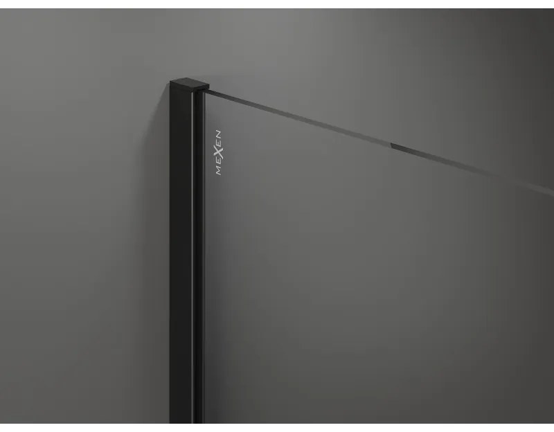 Mexen Kioto zuhanyparaván 90x200 cm 8 mm, fekete profil, üveg fekete mintás 1, 800-090-101-60-77