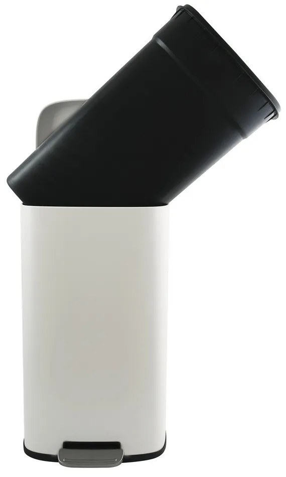 Matt fehér acél pedálos szemetes 50 l Akira – Spirella