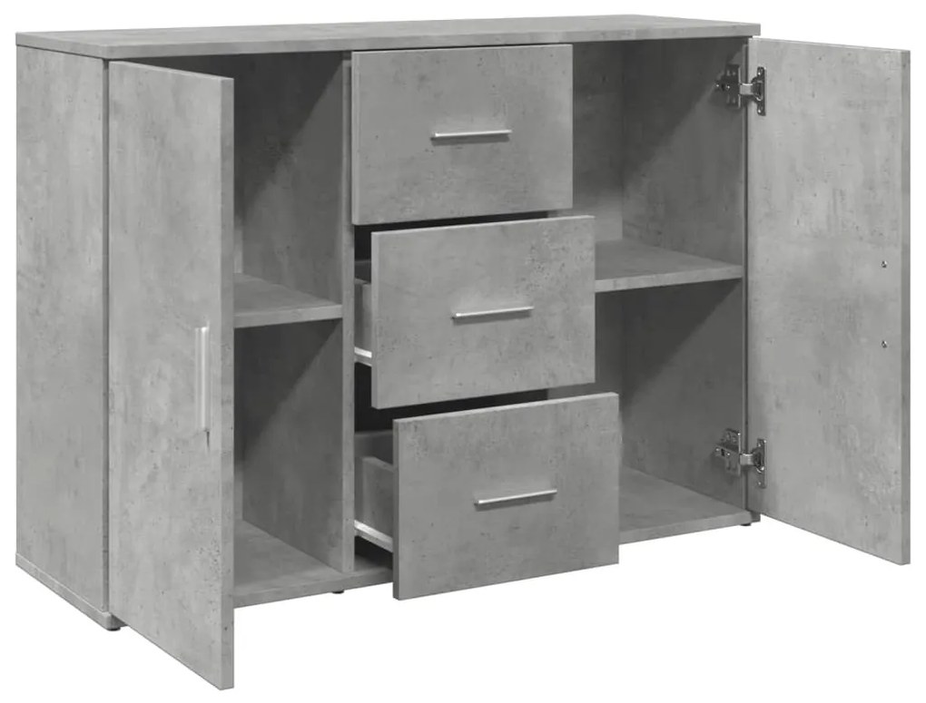 betonszürke szerelt fa tálalószekrény 90,5 x 29,5 x 65 cm