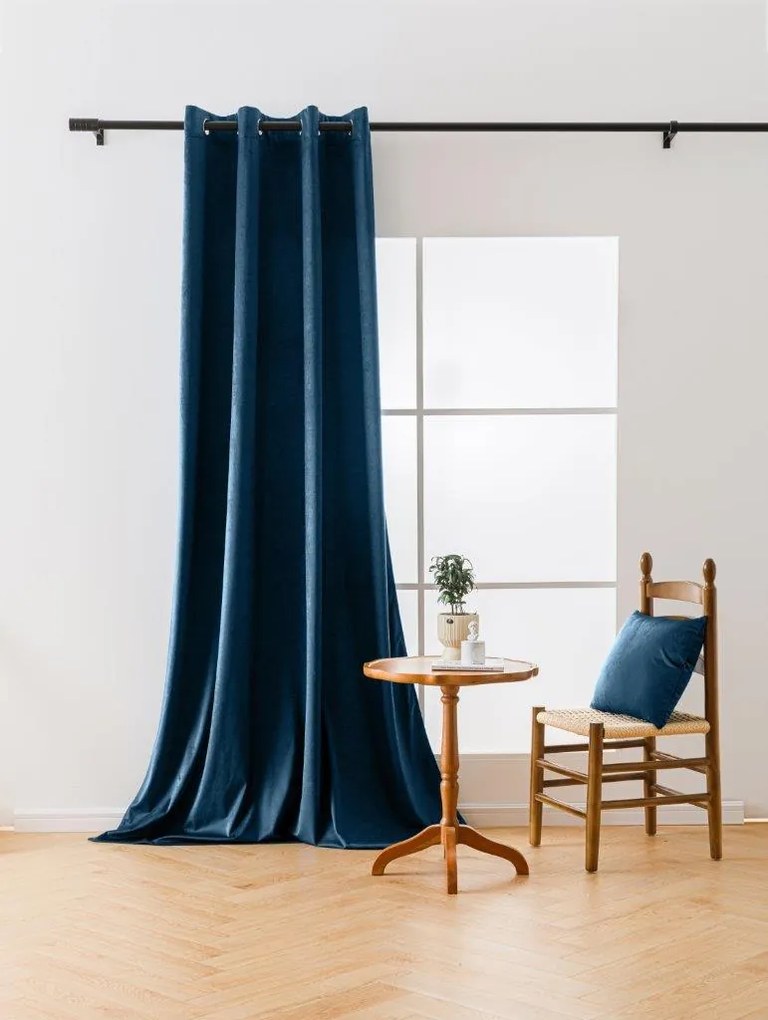 Petrolkék sötételő függöny VELVET 140x270 cm Felfüggesztés: Hullámos sínszalag