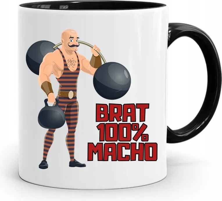 Bögre Fekete Ajándék Testvérnek 100% Macho nyomott mintával