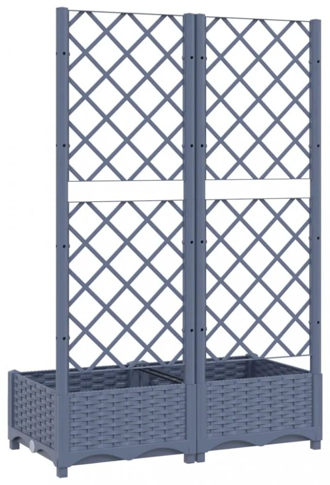sötétszürke PP rácsos kerti ültetőláda 80 x 40 x 121,5 cm