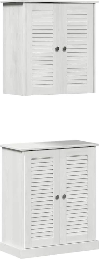 vidaXL Fürdőszoba bútor szett polcokkal 2 pcs Fehér és Antik Fehér