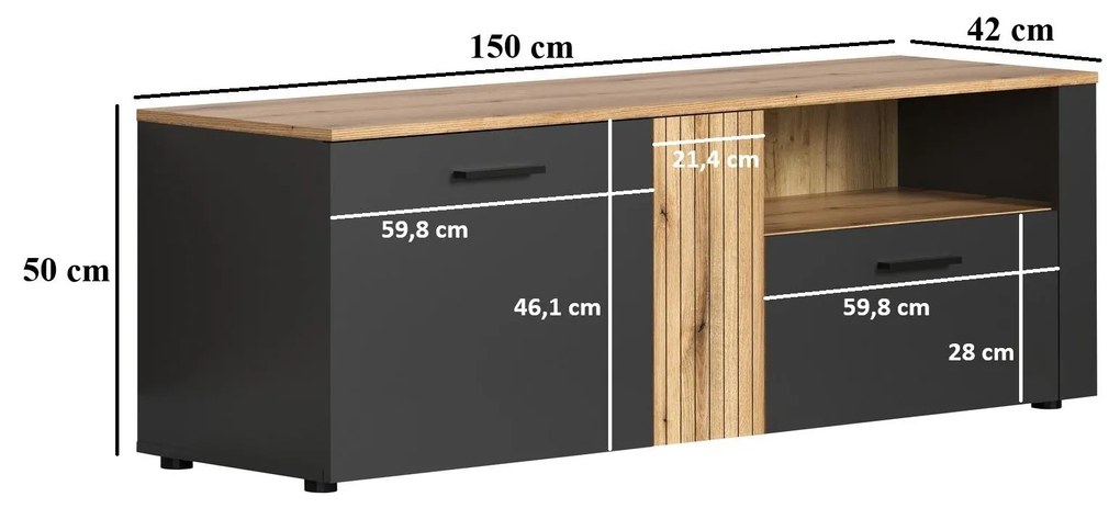 TV szekrény Esferas (grafit + evoke tölgy) . 1116833