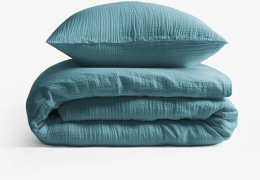 Goldea muszlin ágyneműhuzat – petrolkék 140 x 200 és 70 x 90 cm