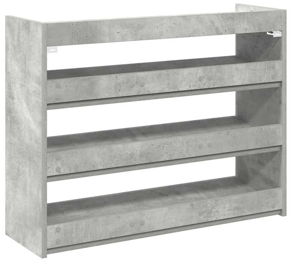 betonszürke szerelt fa cipőtartó 80x25x62 cm
