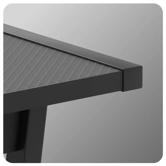 Sarok gamer asztal, íróasztal 147x112cm RGB SMART fekete.