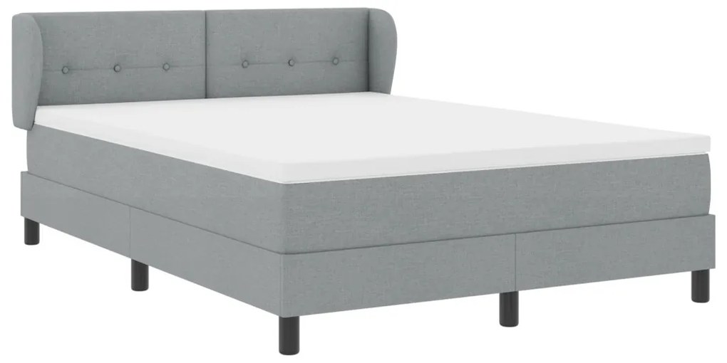 Boxspring Ágy Matrac Kivilágított Szürke 140x200 cm Szövet