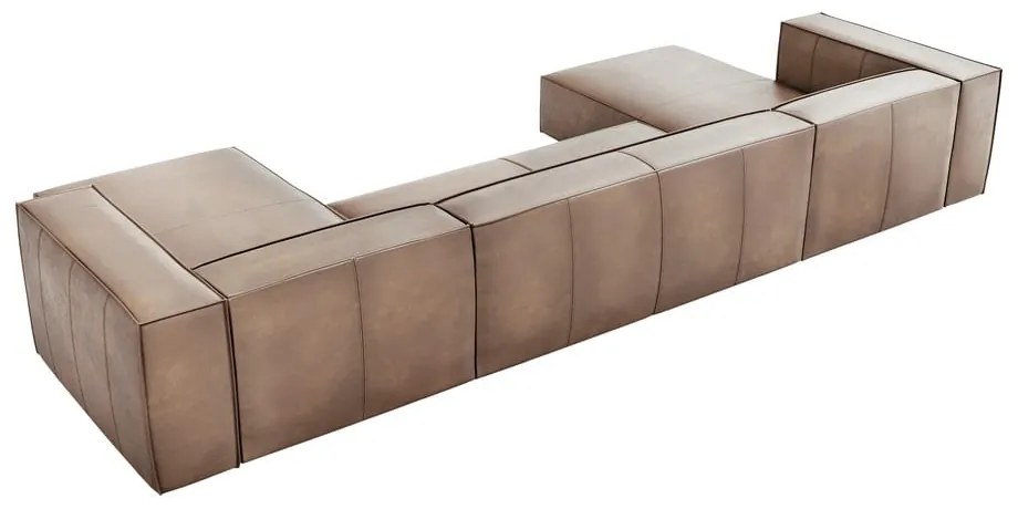 Világosbarna bőr sarokkanapé ("U" alakú) Madame – Windsor & Co Sofas