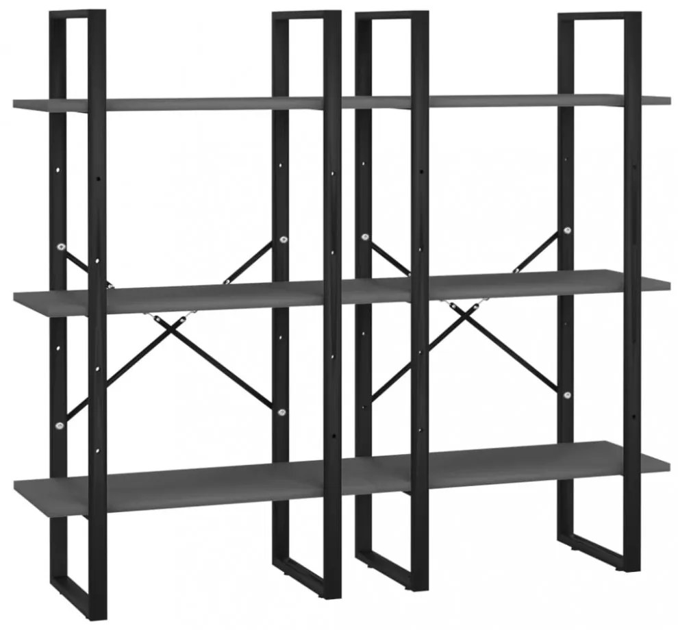 2 db szürke forgácslap tárolópolc 60 x 30 x 210 cm