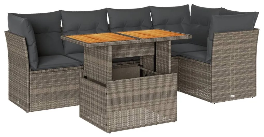 6 részes szürke polyrattan kerti ülőgarnitúra párnákkal
