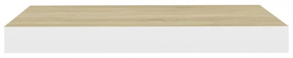 2 db tölgyszínű és fehér MDF lebegő fali polc 50 x 23 x 3,8 cm