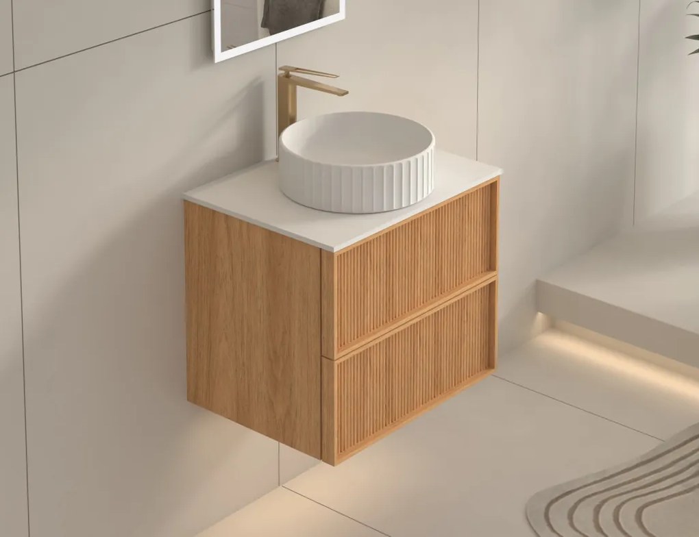 AREZZO design SAVONA 60 cm-es Fürdőszoba alsószekrény 2 fiók, tölgy