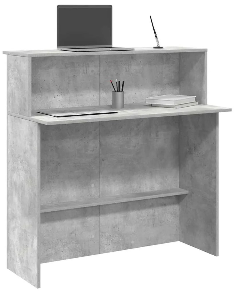 recepciós pult betonszürke 100x50x103,5 cm szerelt fa