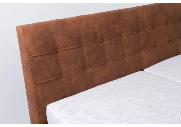 Kárpitozott ágy matraccal és ágyneműtartóval VIOLET 180x200 cm konyakbarna