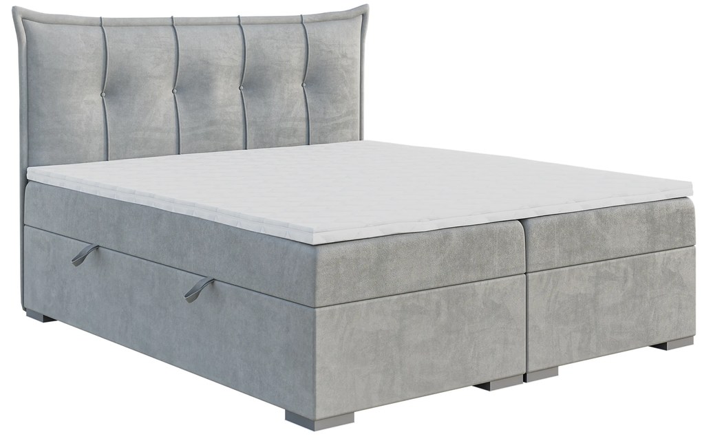 Franciaágy Boxspring 180 cm Mirage (világosszürke) (matraccal és tárolóhellyel). Akció -17%. 1043420