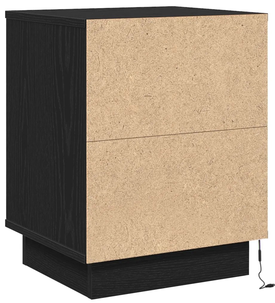 Éjjeli Szekrények LED Világítással 2 db Fekete 39x34.5x50 cm