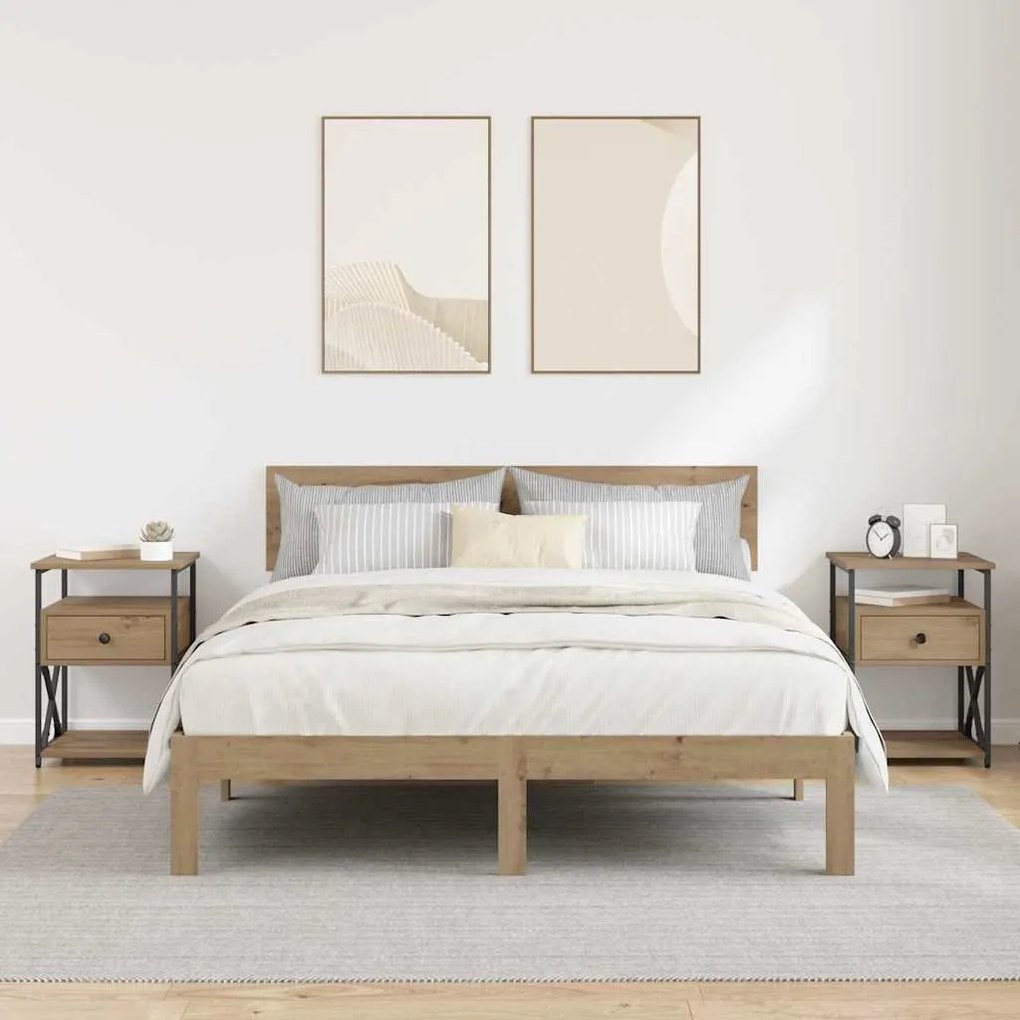 Éjjeliszekrény 2 pcs kézműves tölgy 40 x 42 x 55 cm Faanyag