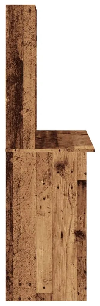 antik fa színű szerelt fa íróasztal polcokkal 102 x 45 x 148 cm