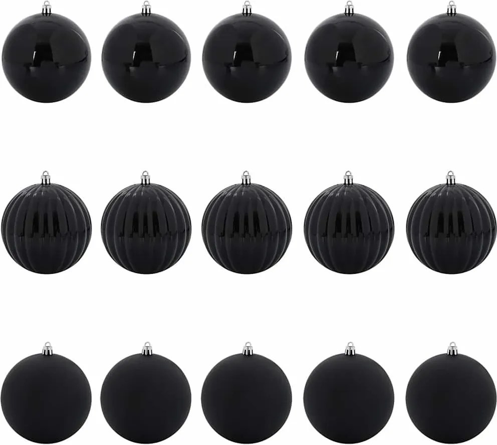 vidaXL Karácsonyi Díszszett XL 15 pcs Fekete Műanyag