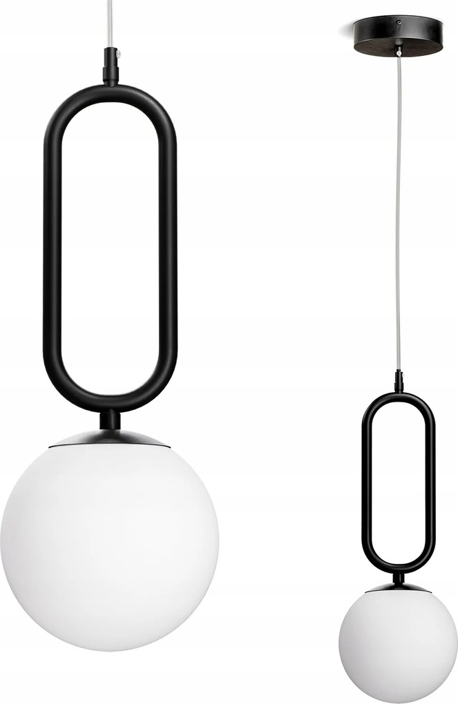 Mennyezeti Led lámpa E27 Csillár Fehér Üveggömbök Nappali Fekete