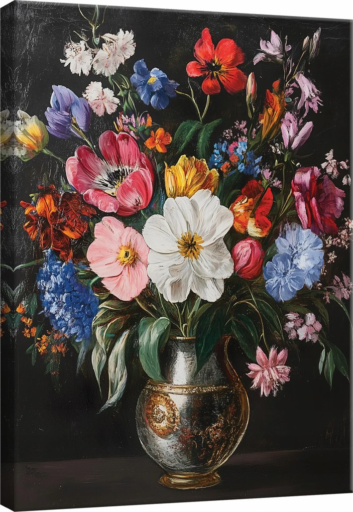 Hálószoba Nappali Vászonkép Virágok Fekete Modern Vászon Falikép 60x40