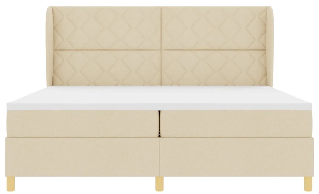 Krém Színű Boxspring Ágy Mattal 200x200 cm Textil