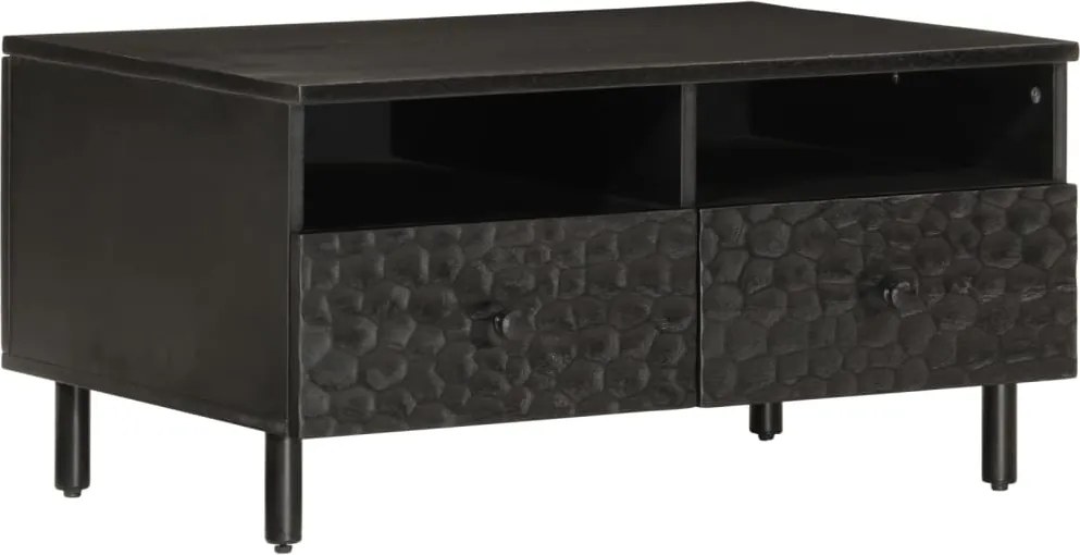 vidaXL fekete tömör mangófa dohányzóasztal 80 x 54 x 40 cm