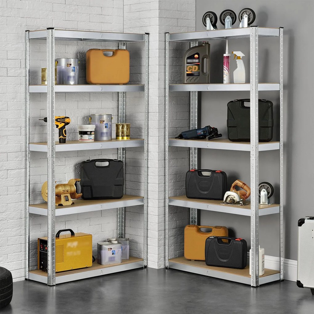 Juskys 2 darabos polcrendszer szett - 180x90x40 cm - ezüst
