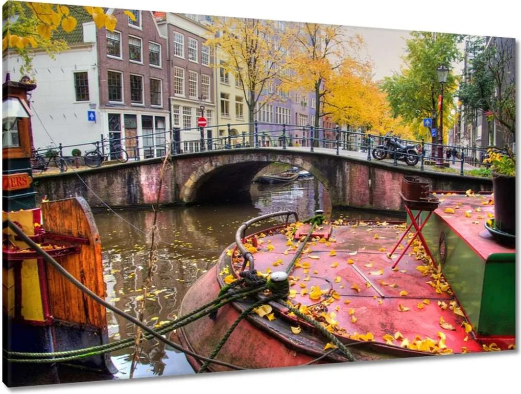 Vászonkép 90x60 Rózsaszín híd Amszterdam