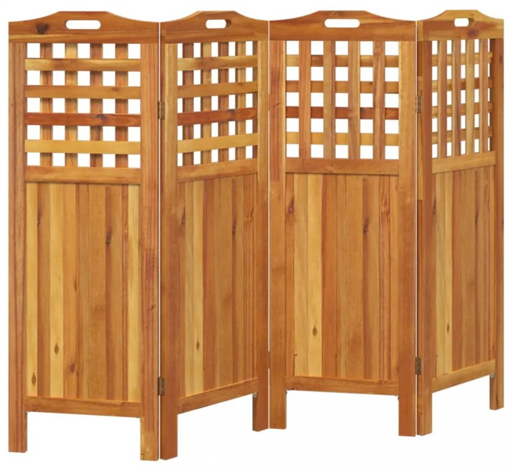 4 paneles tömör akácfa térelválasztó 162x2x115 cm