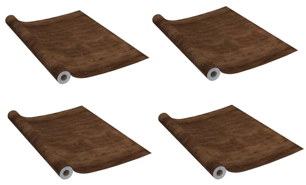 4 db sötét tölgyszínű öntapadó PVC ajtófólia 210 x 90 cm