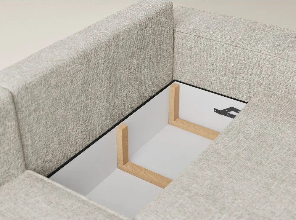 Bézs zsenília kinyitható-tárolóhelyes sarokkanapé (bal oldali-L alakú) Tonga – Maison de Rêve