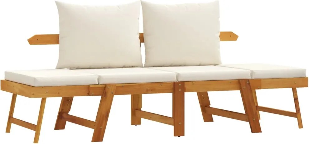 vidaXL 2 az 1-ben tömör akácfa kerti pad párnákkal