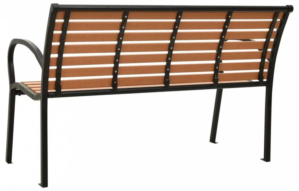 Fekete és barna acél és wpc kerti pad 116 cm